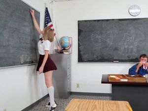 Pleated Miniskirt Girl Blows And Fucks Her Teacher